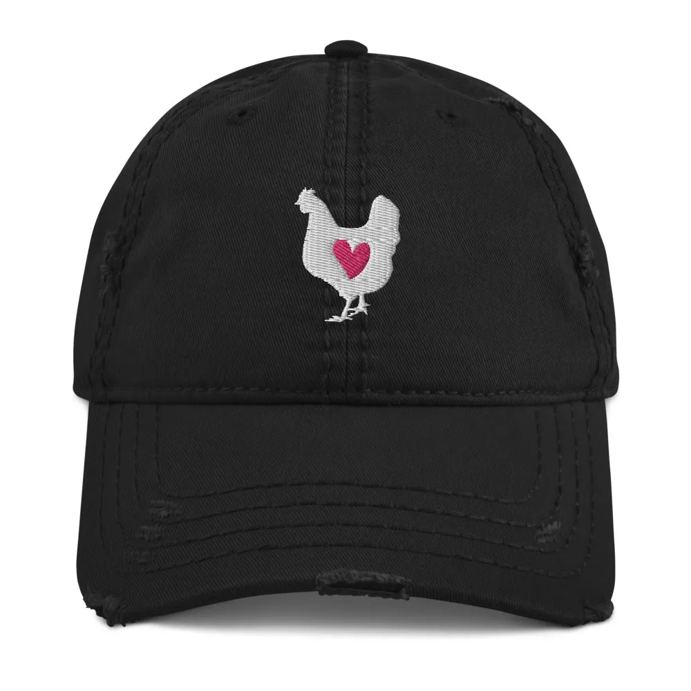 Chicken Love Distressed Baseball Cap