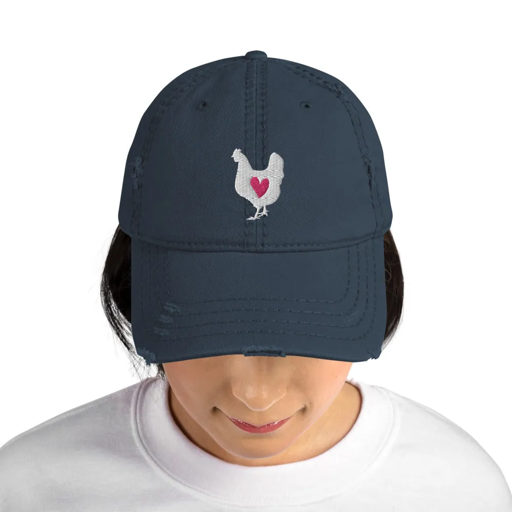 Chicken Love Distressed Baseball Cap
