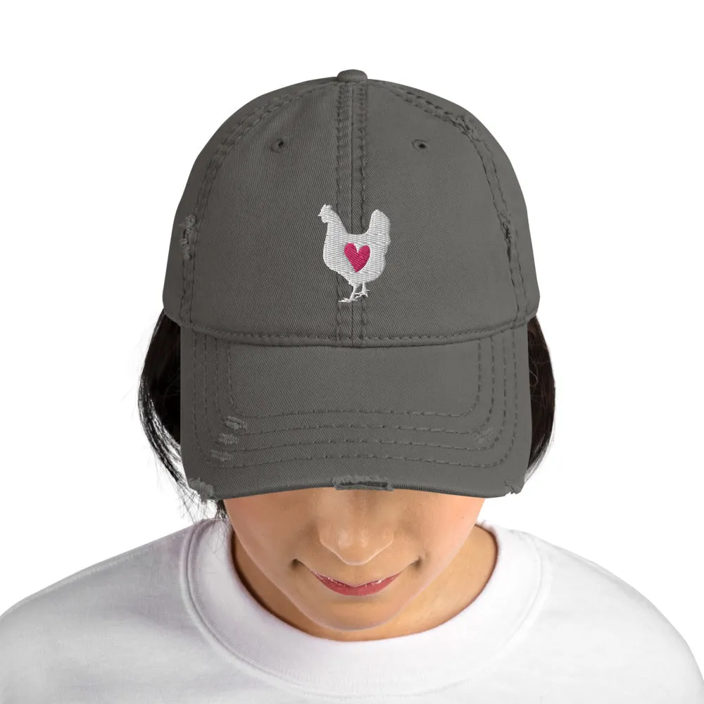 Chicken Love Distressed Baseball Cap
