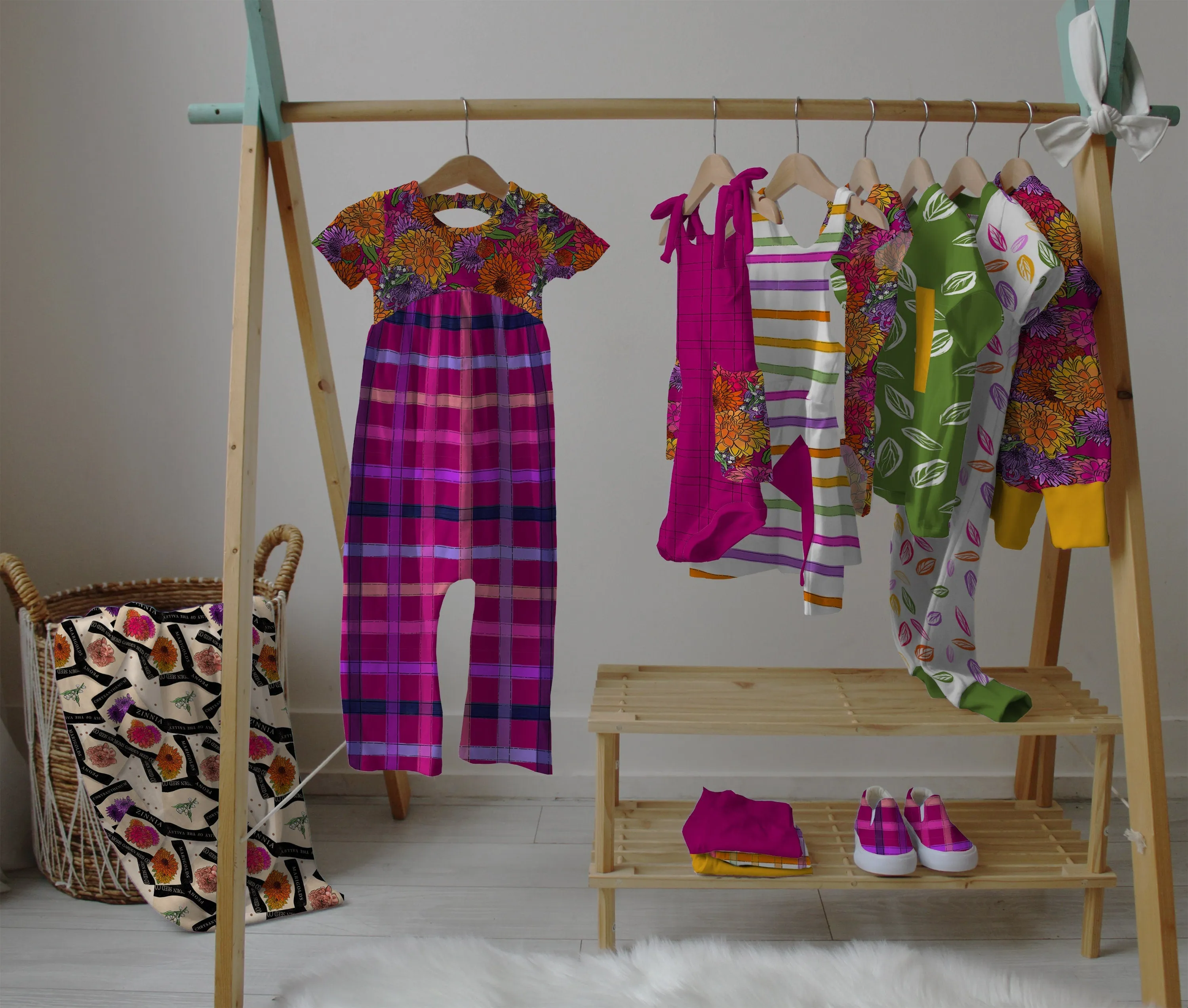 Clothing Rack Hanging Clothes Display Mockup, Samantha Marie Designs Capsule Collection, Realistic Clothing Mock Up for Photoshop and Procreate