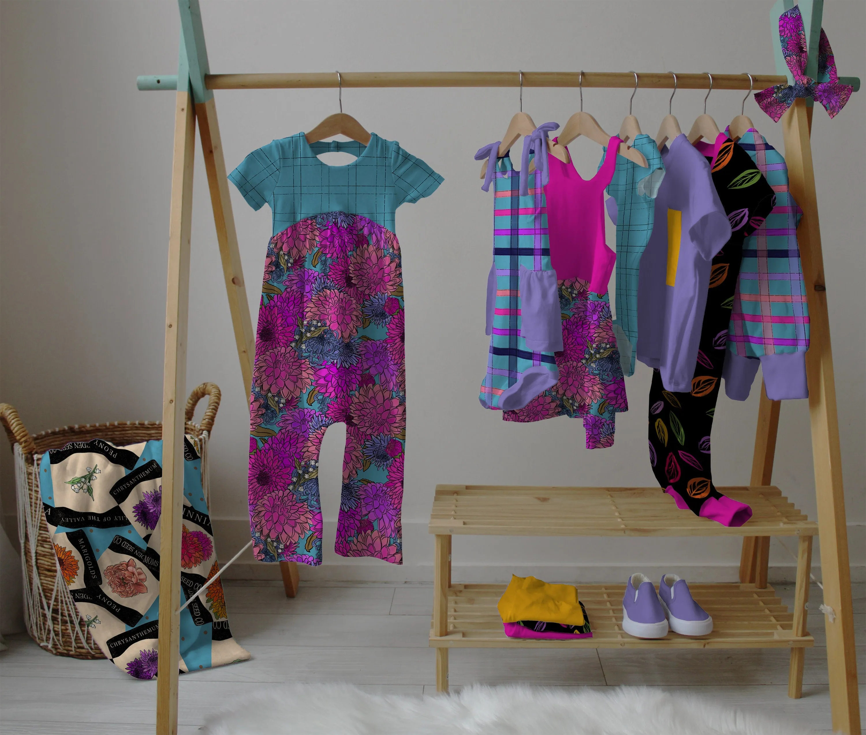 Clothing Rack Hanging Clothes Display Mockup, Samantha Marie Designs Capsule Collection, Realistic Clothing Mock Up for Photoshop and Procreate
