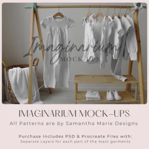 Clothing Rack Hanging Clothes Display Mockup, Samantha Marie Designs Capsule Collection, Realistic Clothing Mock Up for Photoshop and Procreate