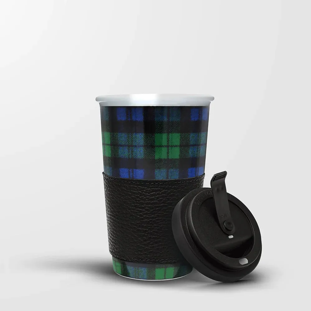 Coffee Cup - Tartan - Green-Blue-Black