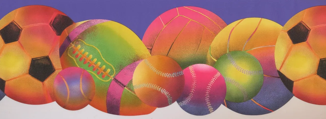 Colorful Football Baseball Soccer Sports WK9295B Wallpaper Border
