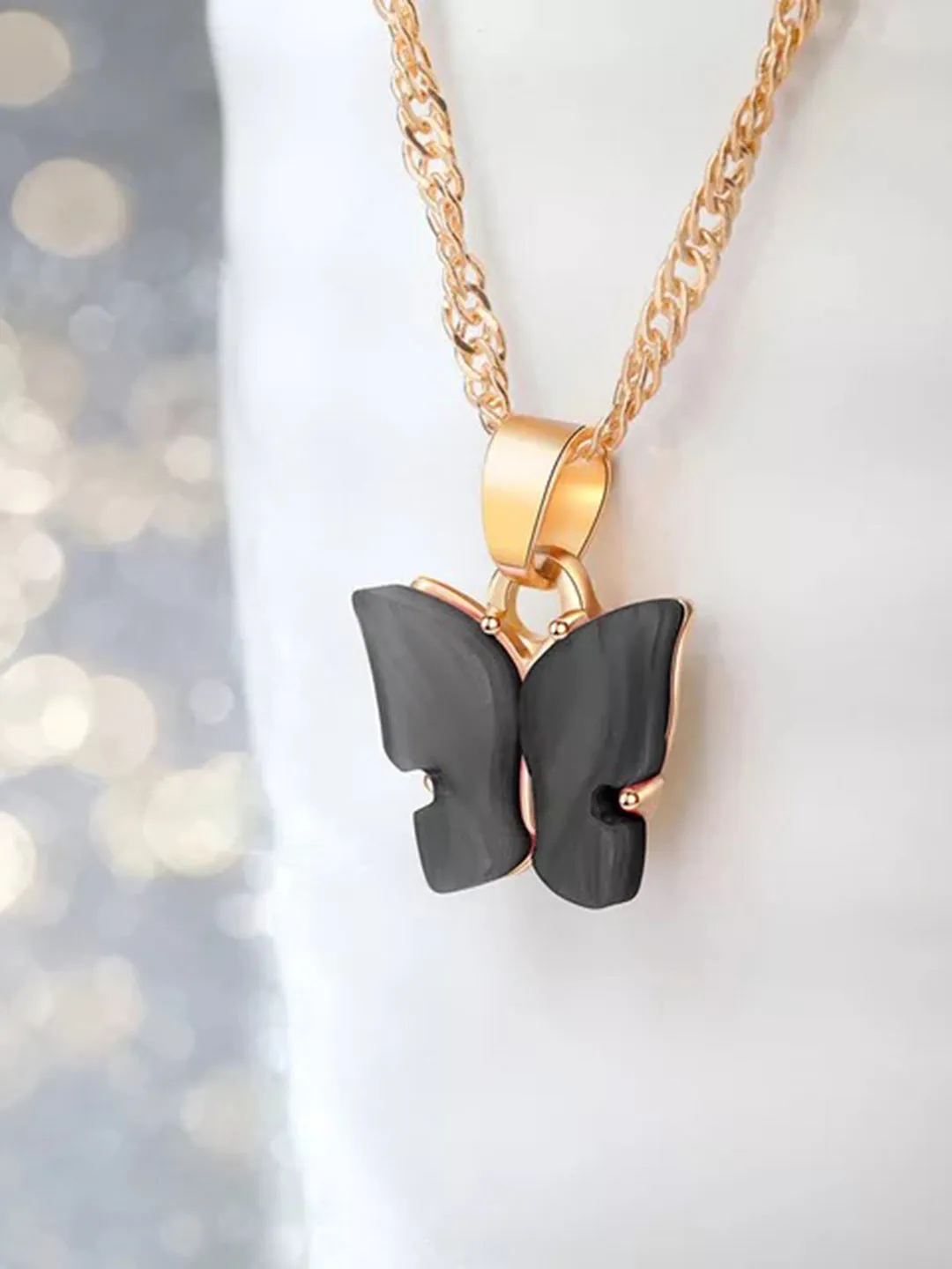 Combo Of Mariposa Necklace with Crystal Butterfly Ring