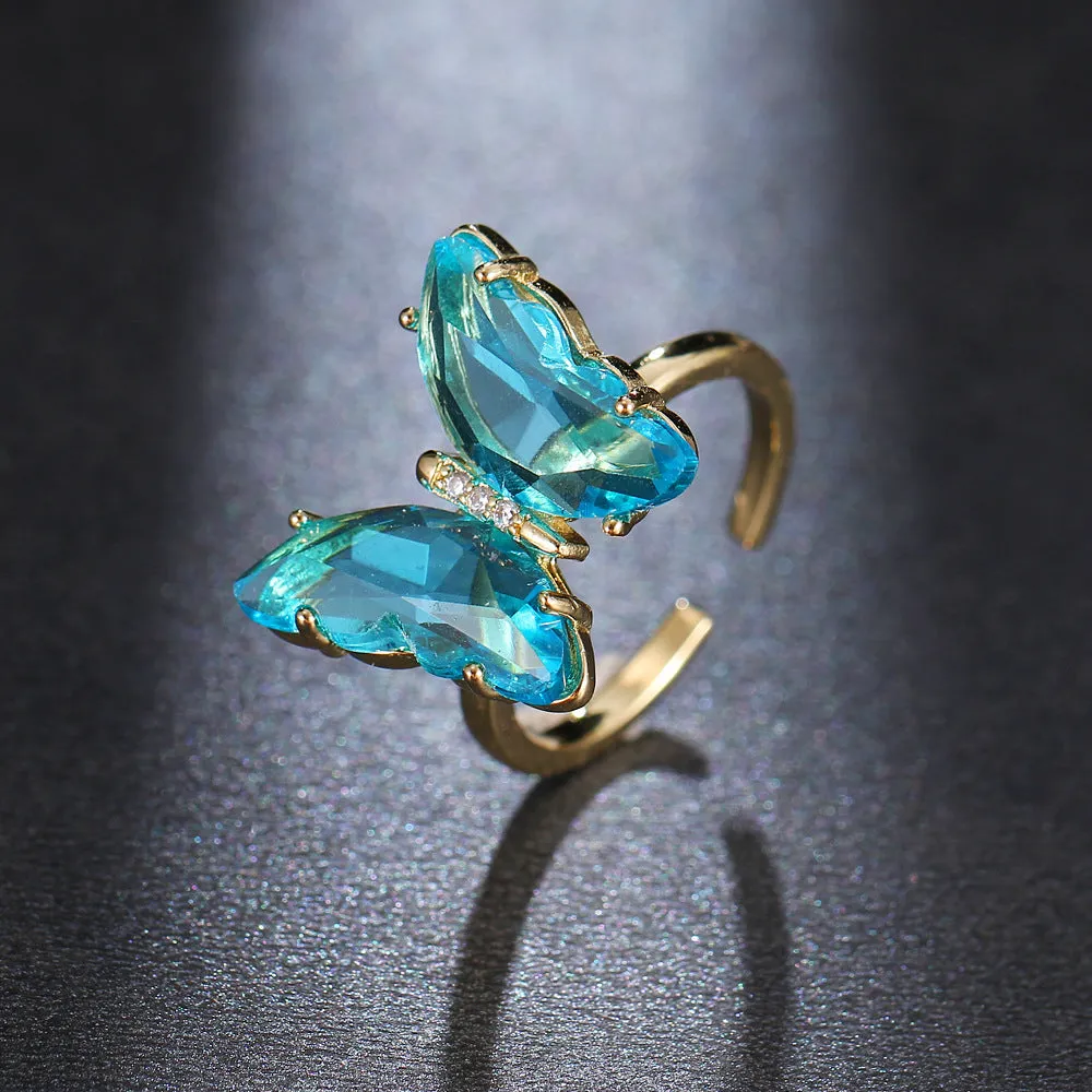 Combo Of Mariposa Necklace with Crystal Butterfly Ring