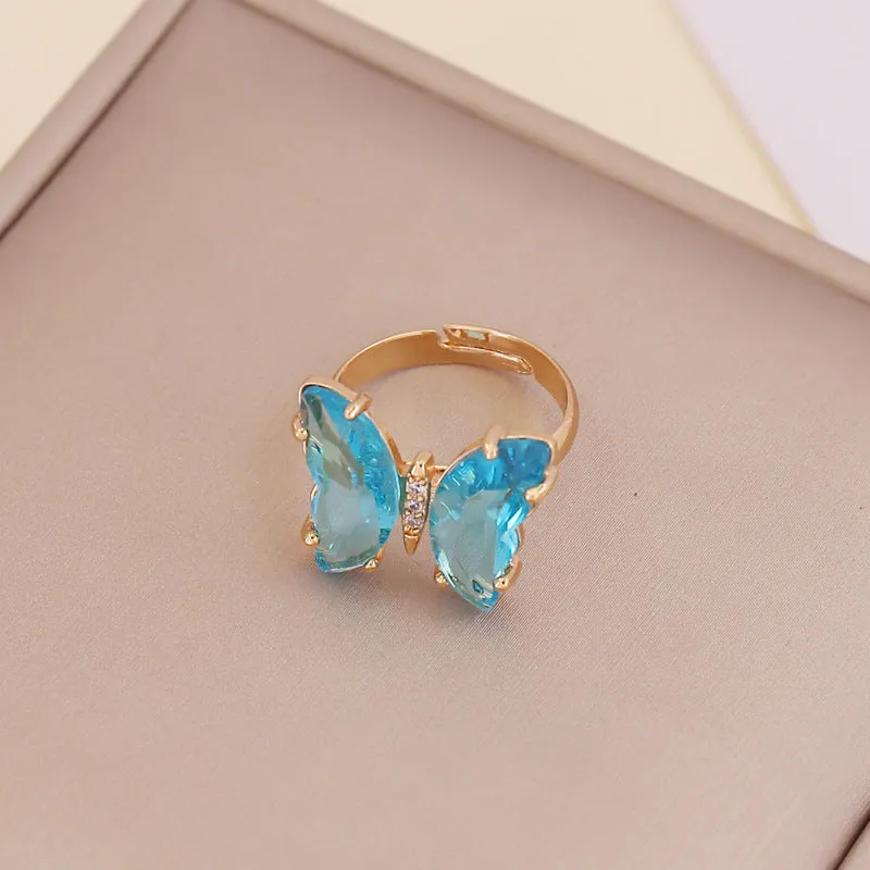 Combo Of Mariposa Necklace with Crystal Butterfly Ring