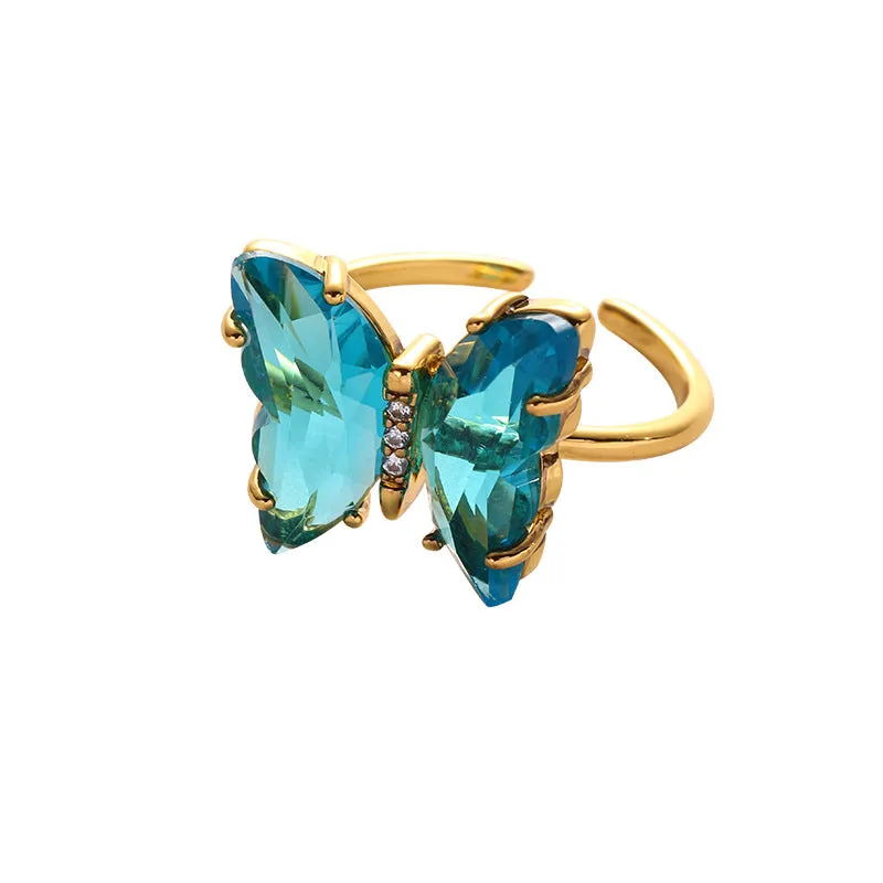 Combo Of Mariposa Necklace with Crystal Butterfly Ring