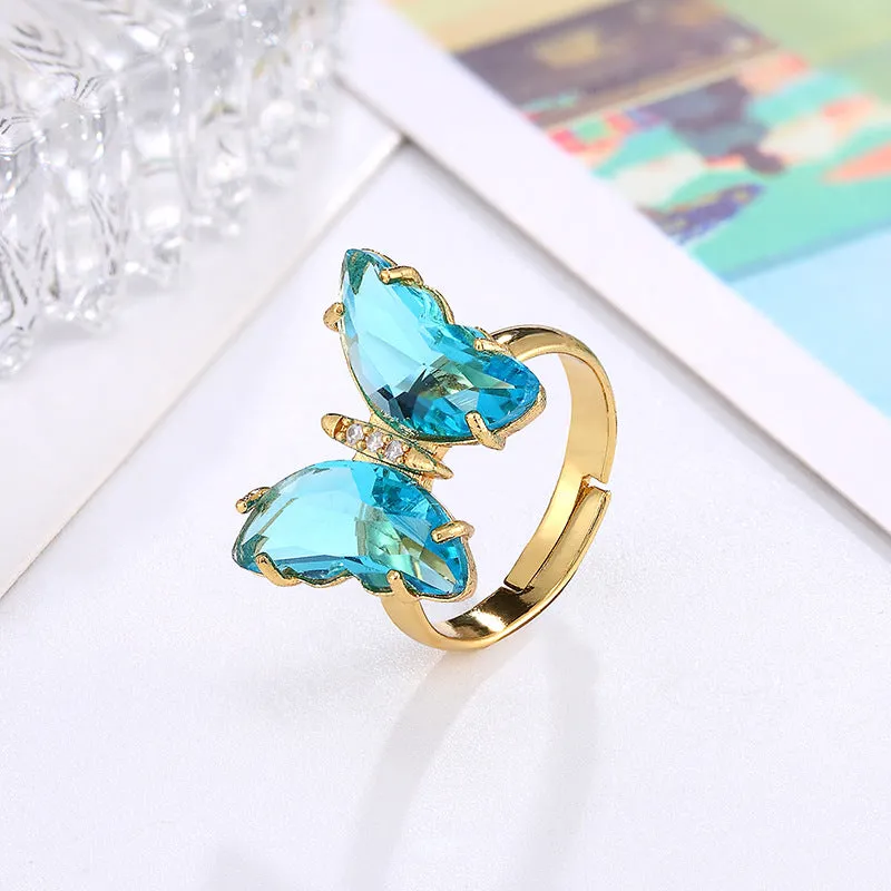 Combo Of Mariposa Necklace with Crystal Butterfly Ring