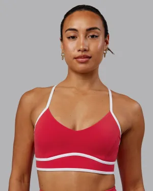 Contrast Sports Bra - Scarlet-White