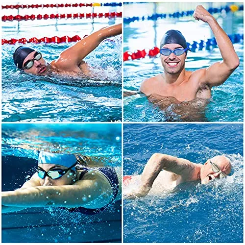 COOLOO Swim Goggles Men, 2 Pack Swimming Goggles for Women Kids Adult Anti-Fog Fathers Day Gifts for Dad, Purple & Gray