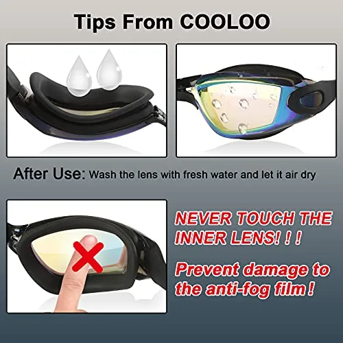 COOLOO Swim Goggles Men, 2 Pack Swimming Goggles for Women Kids Adult Anti-Fog Fathers Day Gifts for Dad, Purple & Gray
