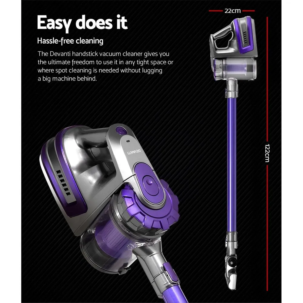 Cordless Handheld Stick Vacuum Cleaner 2 Speed Purple Grey