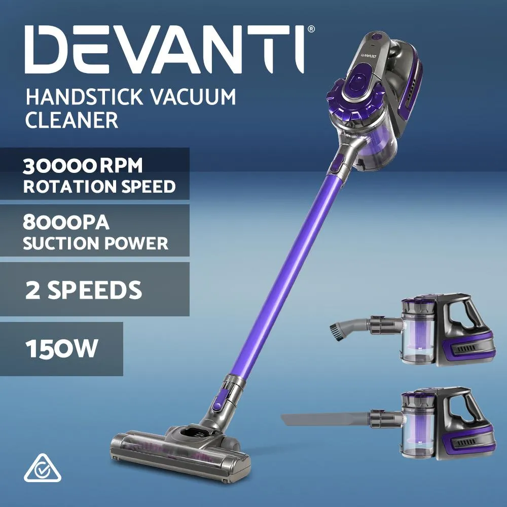 Cordless Handheld Stick Vacuum Cleaner 2 Speed Purple Grey