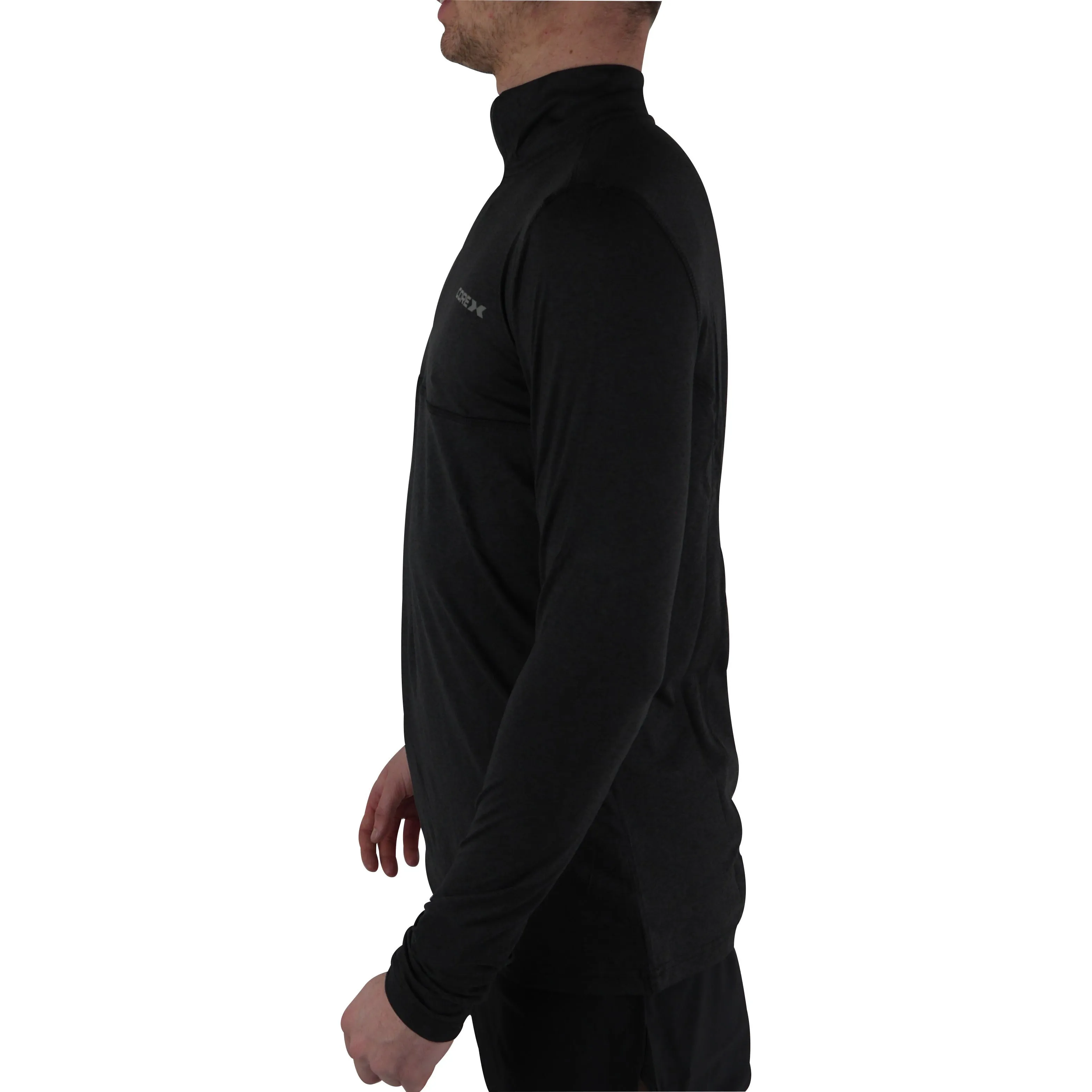 CoreX Fitness Half Zip Long Sleeve Mens Running top - Black