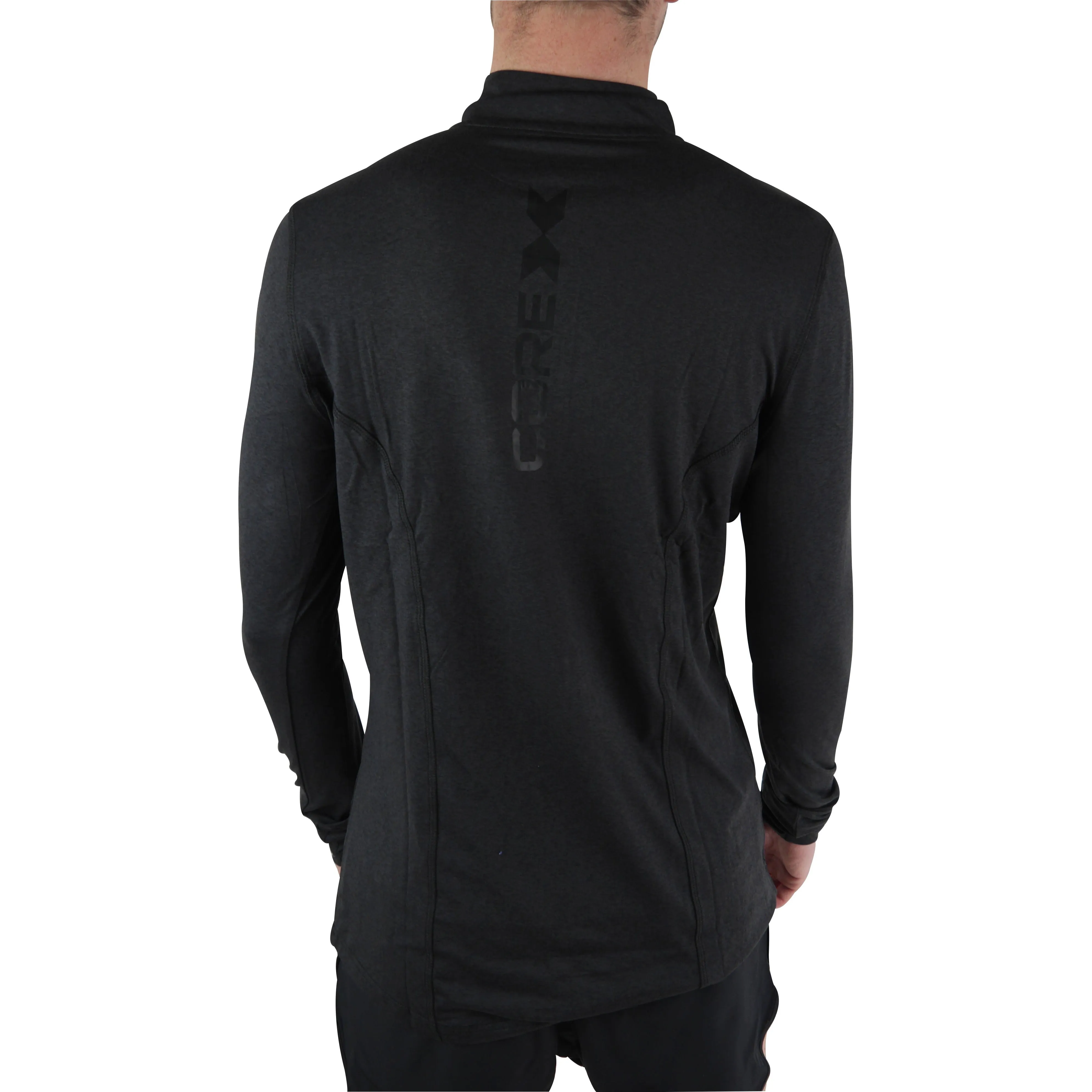 CoreX Fitness Half Zip Long Sleeve Mens Running top - Black