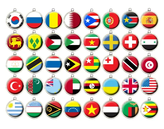 Country Flags of the World Charms Q Thru Z