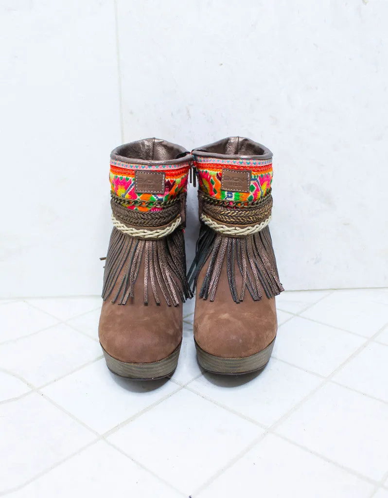 Custom Made High Heel Boho Boots in Brown | SIZE 40