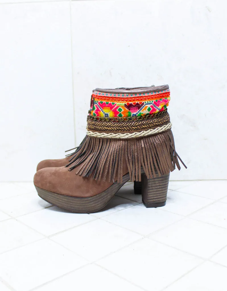 Custom Made High Heel Boho Boots in Brown | SIZE 40