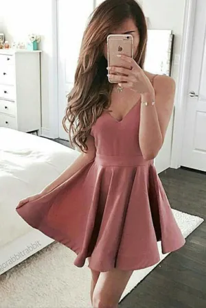 Cute Blush Pink Short A line Homecoming Dress,Graduation Dress,Lovely Girl Party Dress OK451