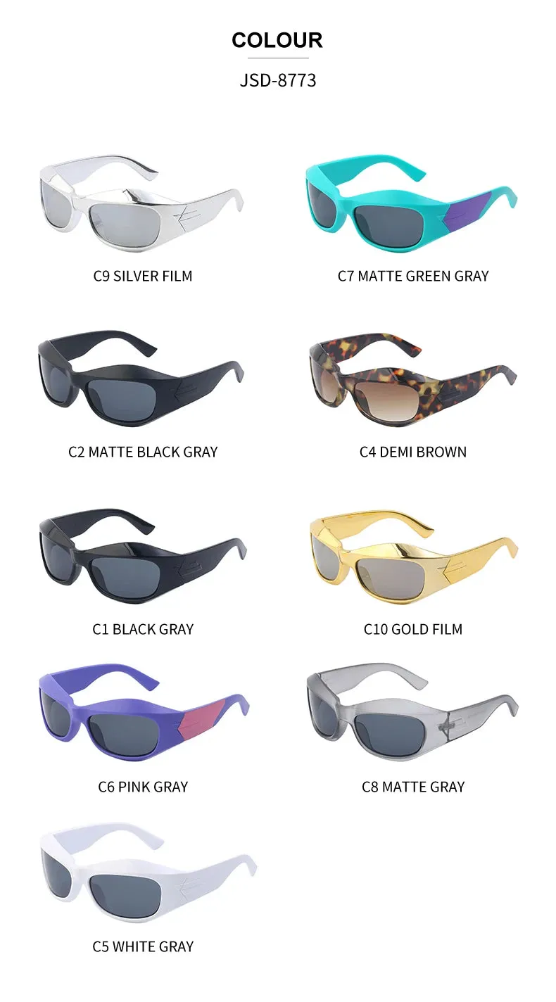 Cyber Y2K Punk Steampunk Sunglasses – UV400 Square Sports Shades for Women & Men