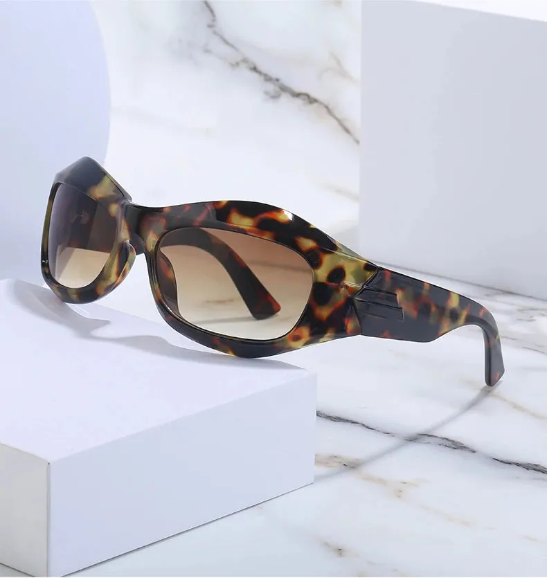 Cyber Y2K Punk Steampunk Sunglasses – UV400 Square Sports Shades for Women & Men