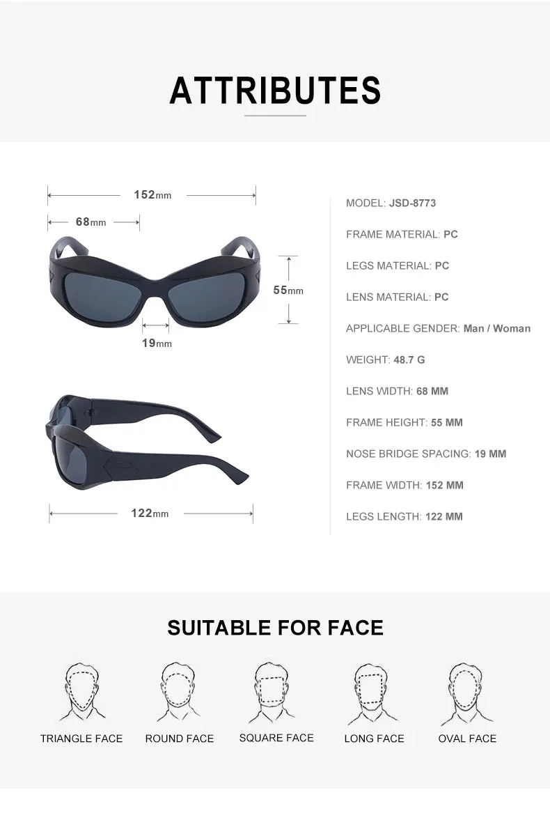 Cyber Y2K Punk Steampunk Sunglasses – UV400 Square Sports Shades for Women & Men