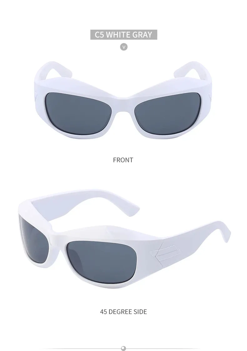 Cyber Y2K Punk Steampunk Sunglasses – UV400 Square Sports Shades for Women & Men