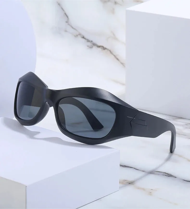 Cyber Y2K Punk Steampunk Sunglasses – UV400 Square Sports Shades for Women & Men