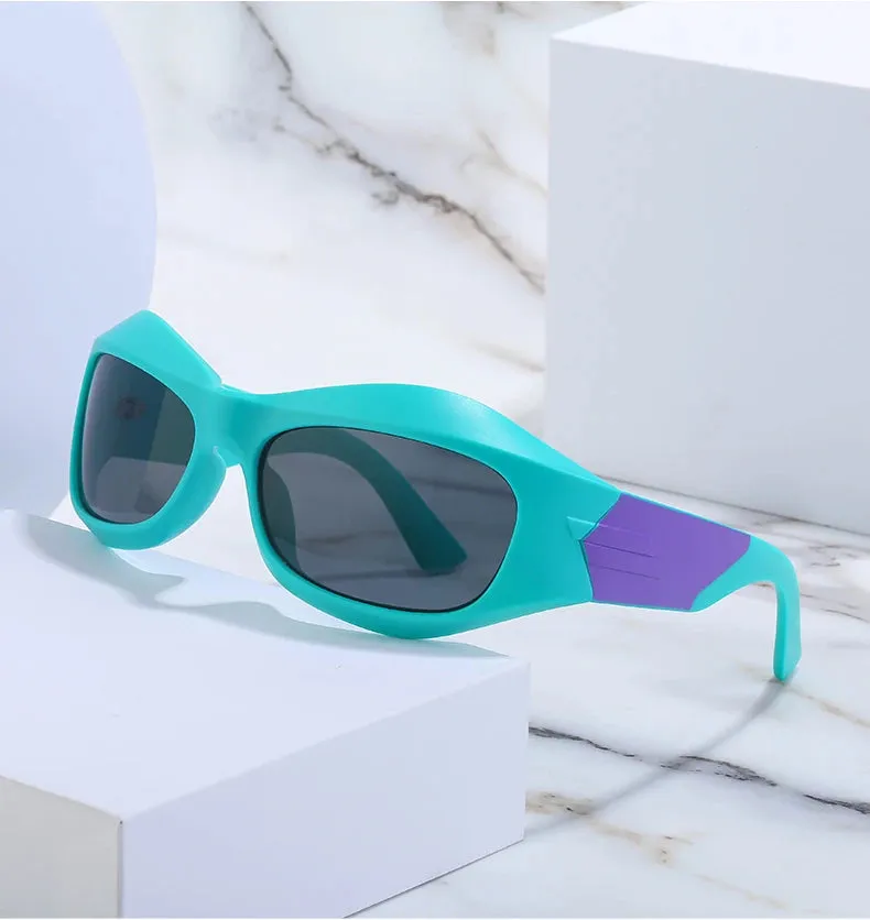 Cyber Y2K Punk Steampunk Sunglasses – UV400 Square Sports Shades for Women & Men