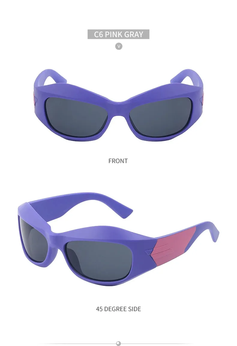 Cyber Y2K Punk Steampunk Sunglasses – UV400 Square Sports Shades for Women & Men