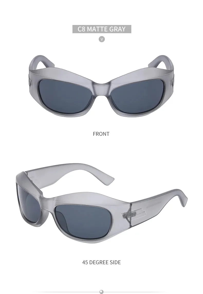 Cyber Y2K Punk Steampunk Sunglasses – UV400 Square Sports Shades for Women & Men
