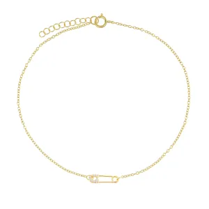 CZ Safety Pin Anklet