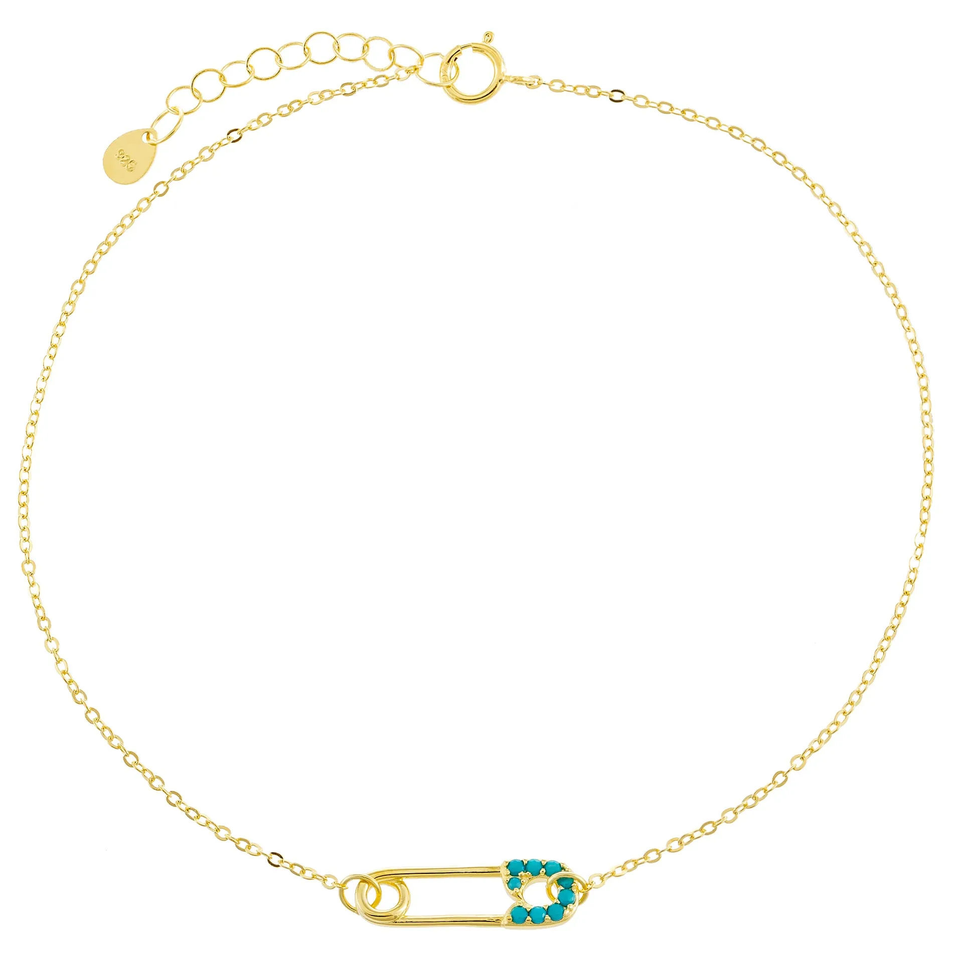 CZ Safety Pin Anklet