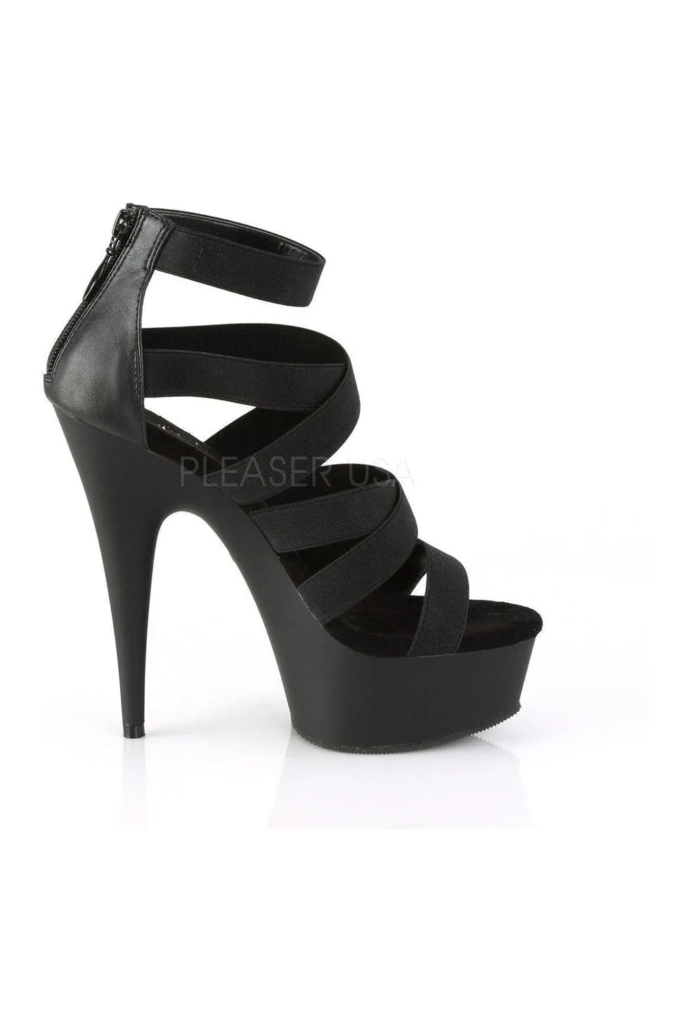 DELIGHT-659 Platform Sandal  | Black Elastic