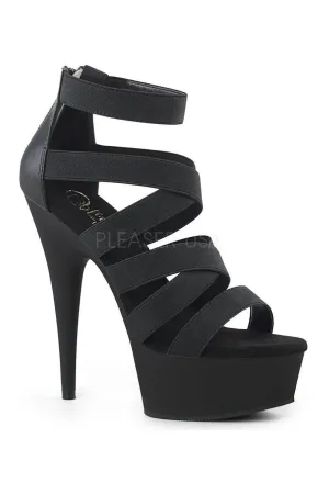 DELIGHT-659 Platform Sandal  | Black Elastic