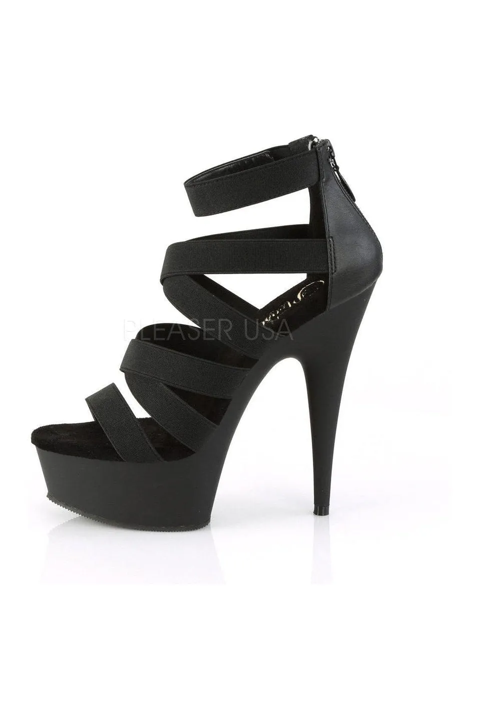 DELIGHT-659 Platform Sandal  | Black Elastic