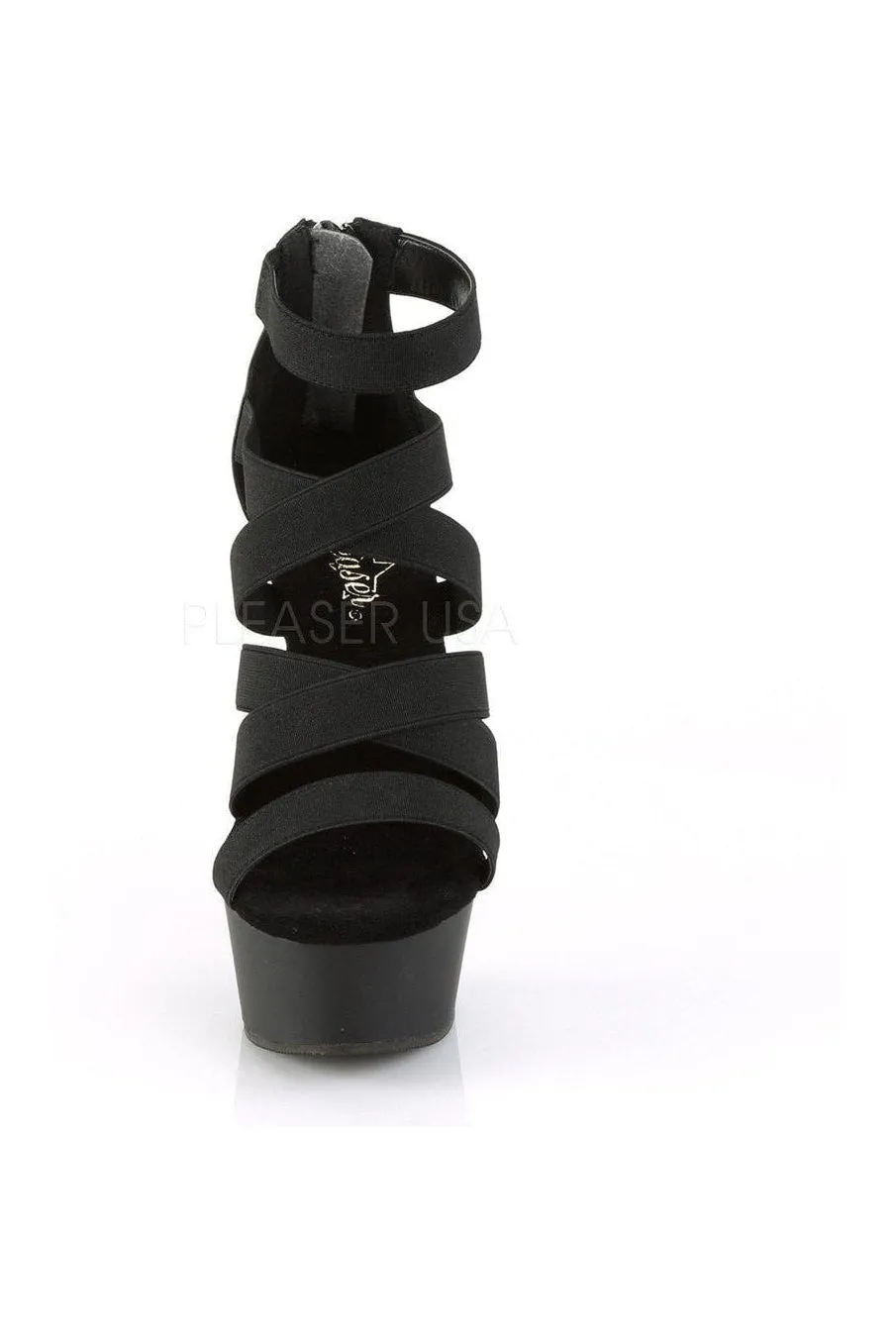 DELIGHT-659 Platform Sandal  | Black Elastic