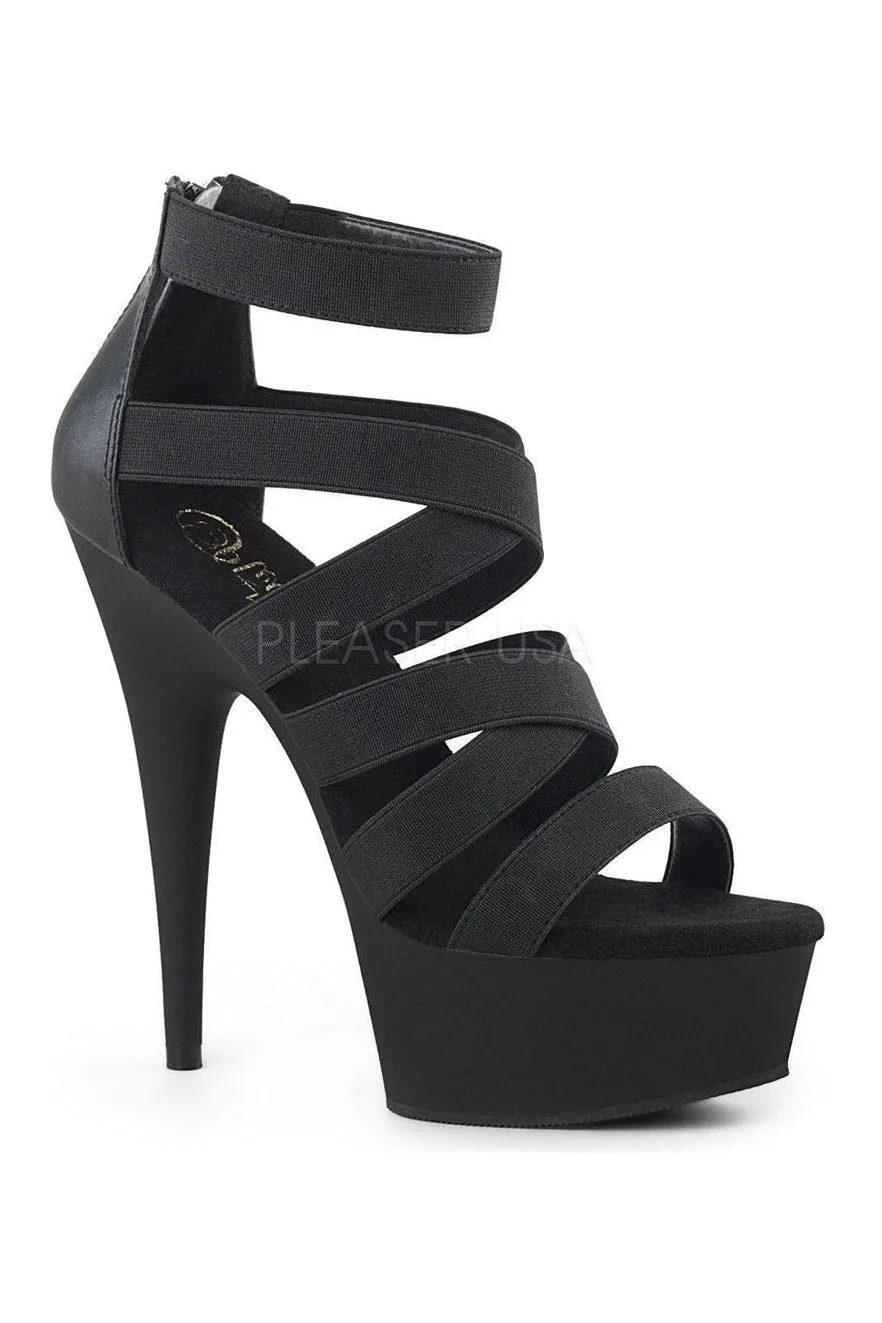 DELIGHT-659 Platform Sandal  | Black Elastic