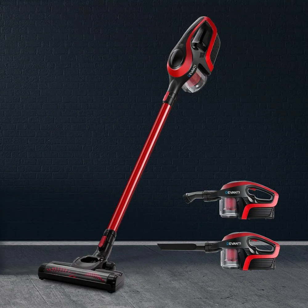 Devanti Cordless Stick Vacuum Cleaner - Black andred