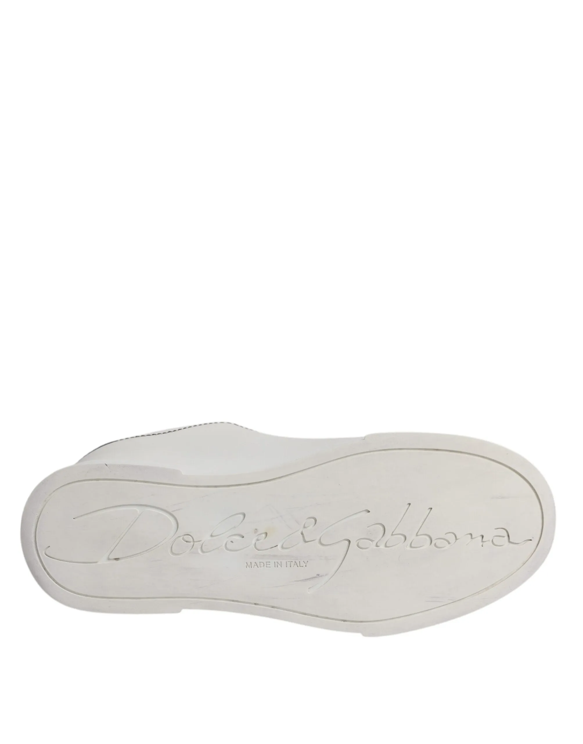 Dolce & Gabbana White Black Leather Low Top Sneakers Shoes