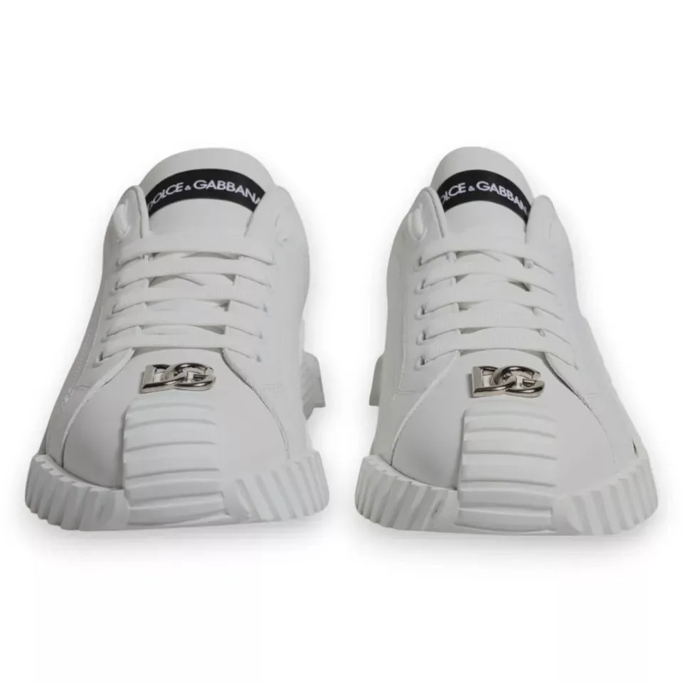 Dolce & Gabbana White Leather Logo Low Top NS1 Sneakers Shoes