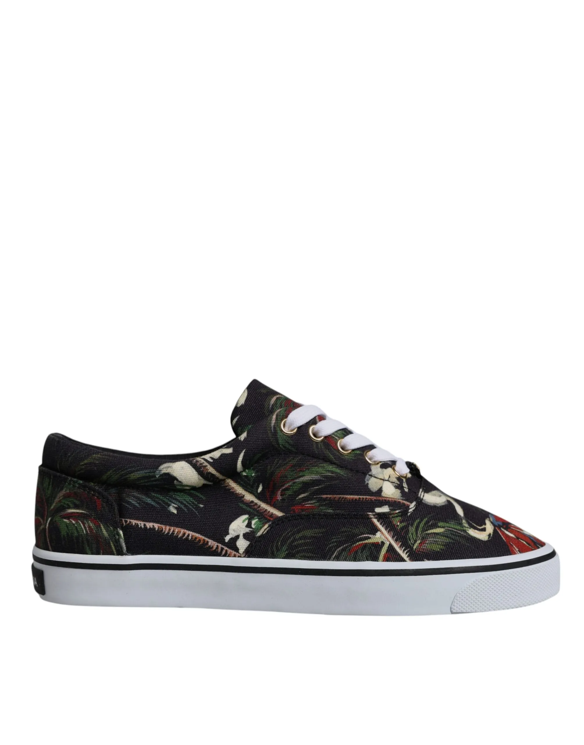 Dolce&Gabbana Men Green Sneakers Cotton Tropical Print Trainer Shoes Sz EUR 40.5