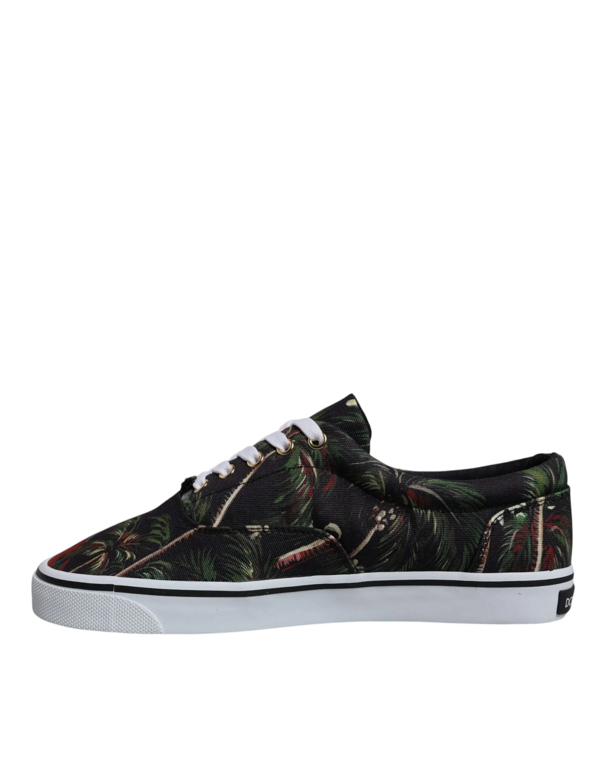 Dolce&Gabbana Men Green Sneakers Cotton Tropical Print Trainer Shoes Sz EUR 40.5