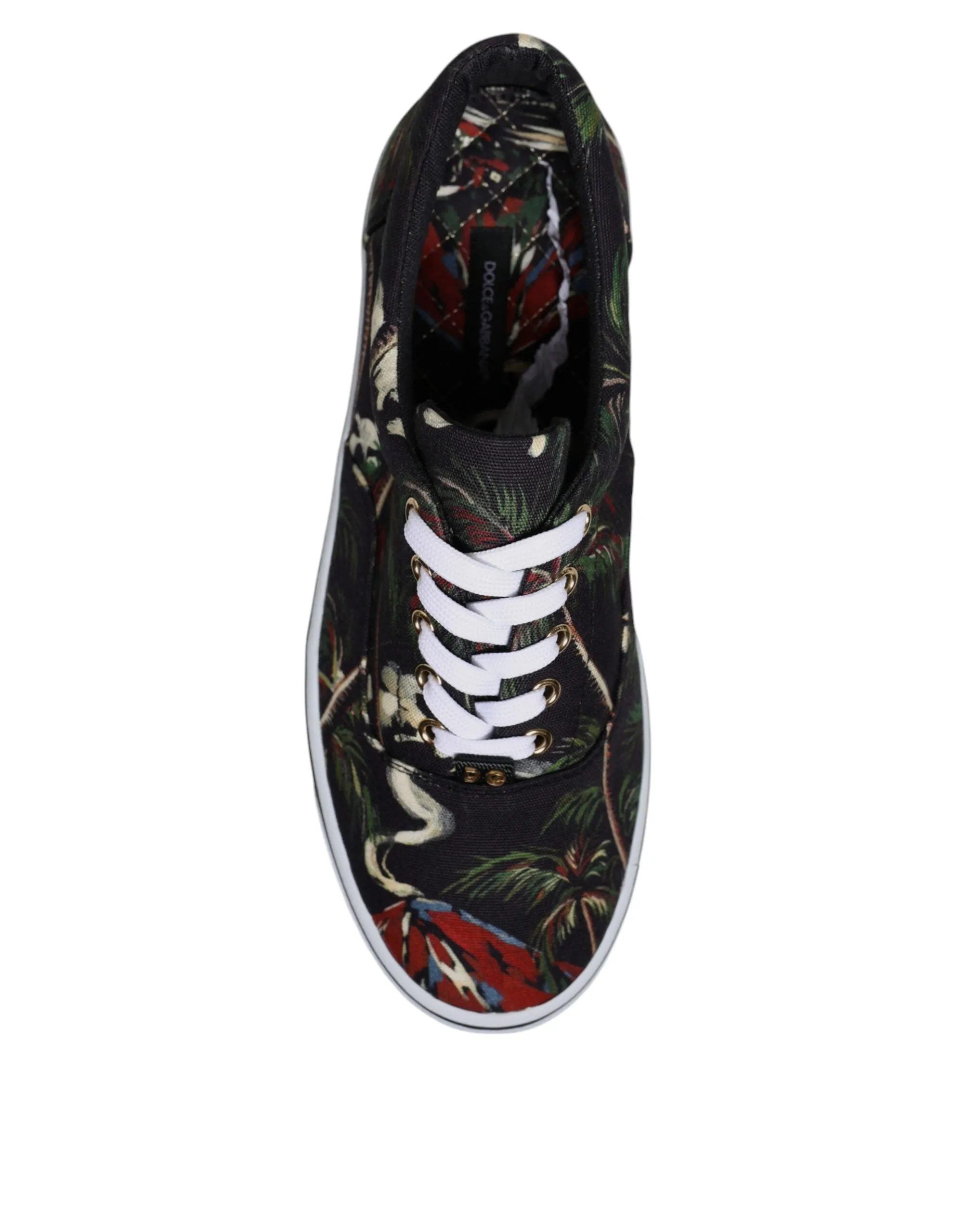Dolce&Gabbana Men Green Sneakers Cotton Tropical Print Trainer Shoes Sz EUR 40.5