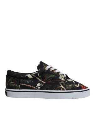 Dolce&Gabbana Men Green Sneakers Cotton Tropical Print Trainer Shoes Sz EUR 40.5
