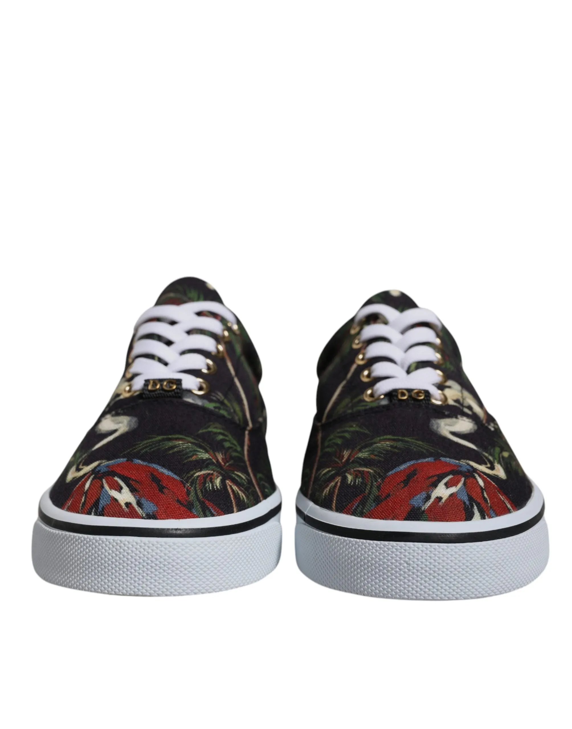 Dolce&Gabbana Men Green Sneakers Cotton Tropical Print Trainer Shoes Sz EUR 40.5