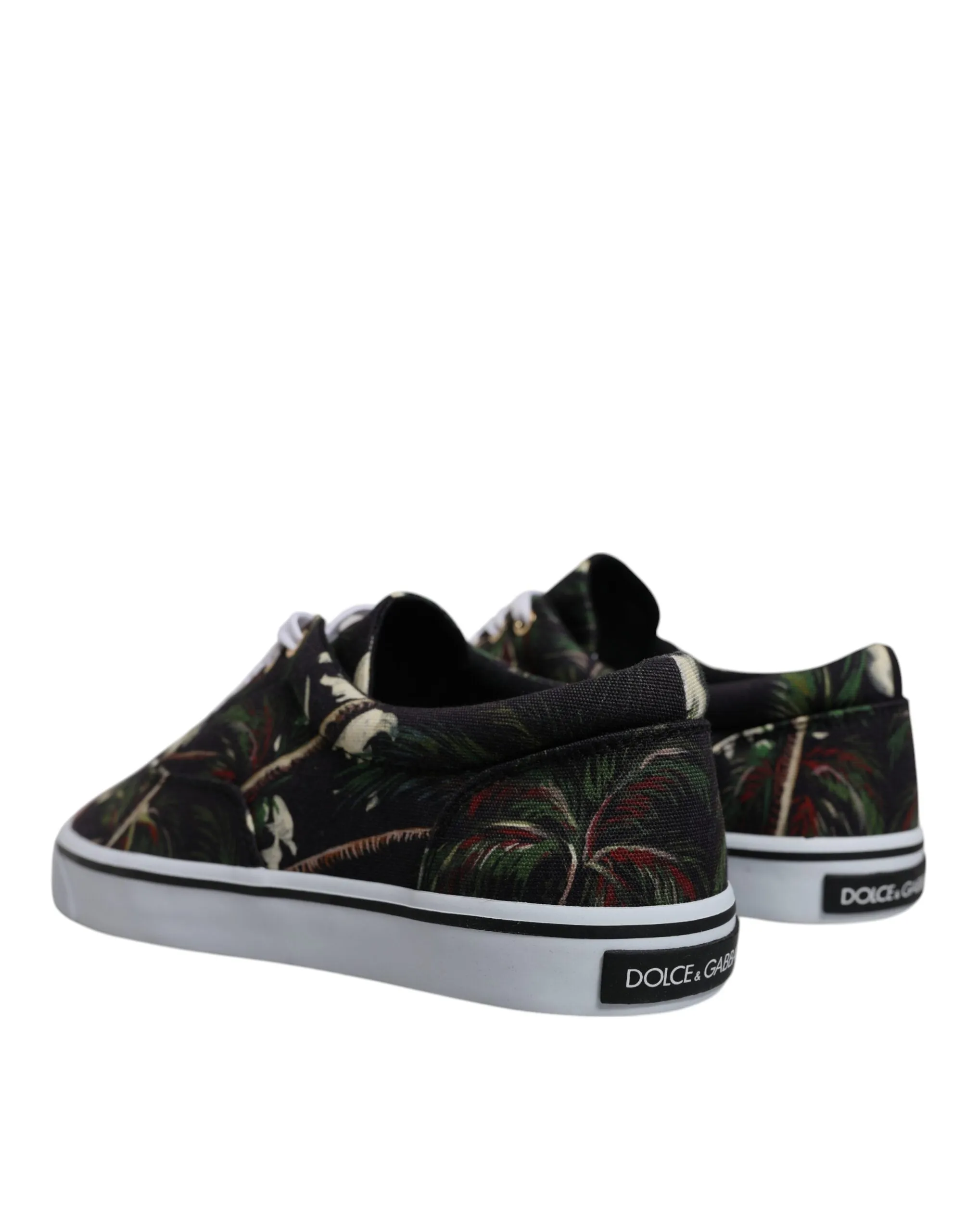 Dolce&Gabbana Men Green Sneakers Cotton Tropical Print Trainer Shoes Sz EUR 40.5