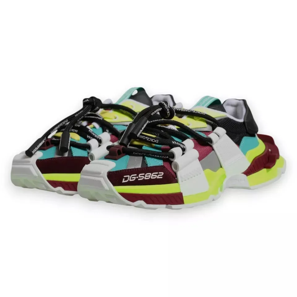 Dolce&Gabbana Men Multicolor Sneakers Polyester Panelled Trainer Shoes Sz EUR 40