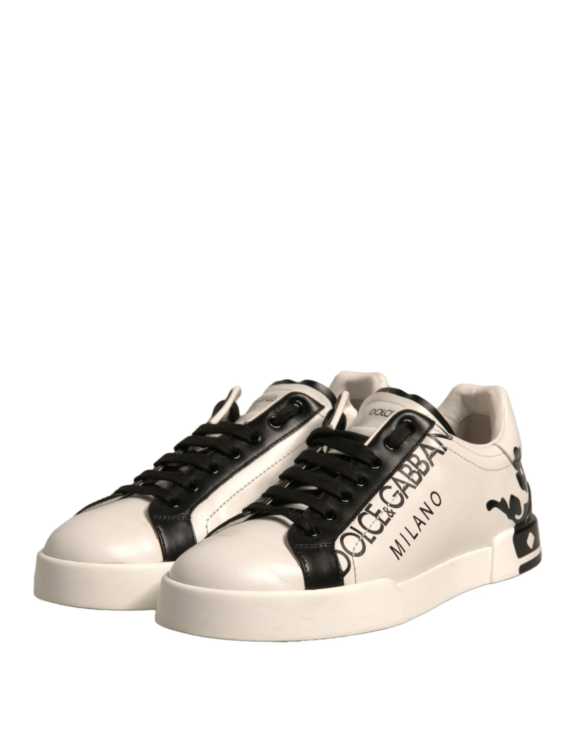 Dolce&Gabbana Men White Sneakers Leather Crown Milano Casual Trainer Shoes EU 44